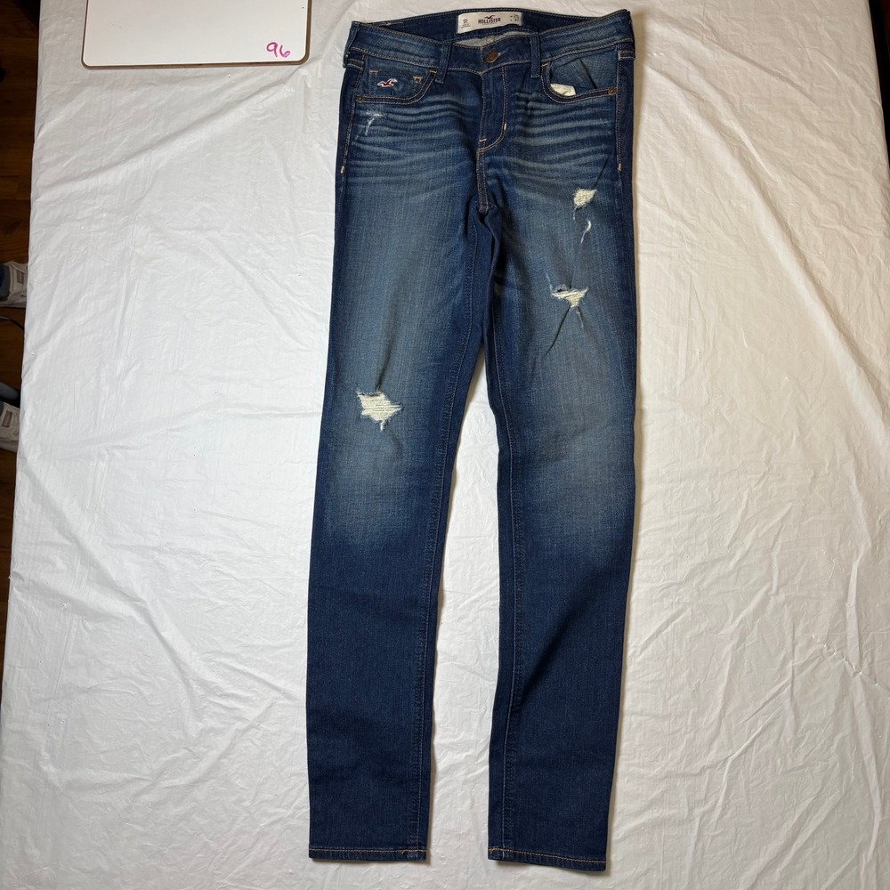 Hollister Women Jeans Blue Distressed Skinny Fit Size 25Wx31L